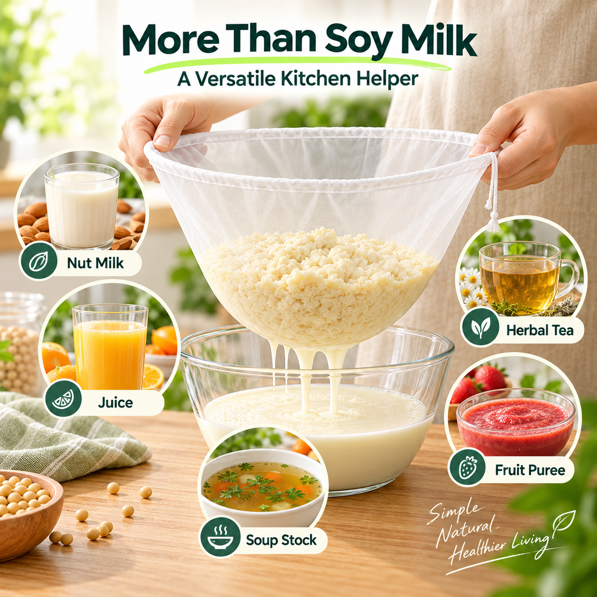 🥬Large 180-Mesh Vegetable & Soy Milk Straining Bag – Easy Squeeze & Reusable🍀