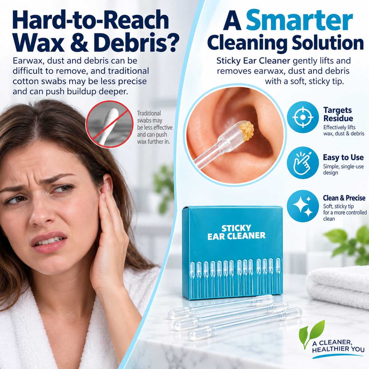 ✨ Soft-Tip Sticky Ear Cleaner™ – Gentle Ear Care Tool for Everyday Use🍀
