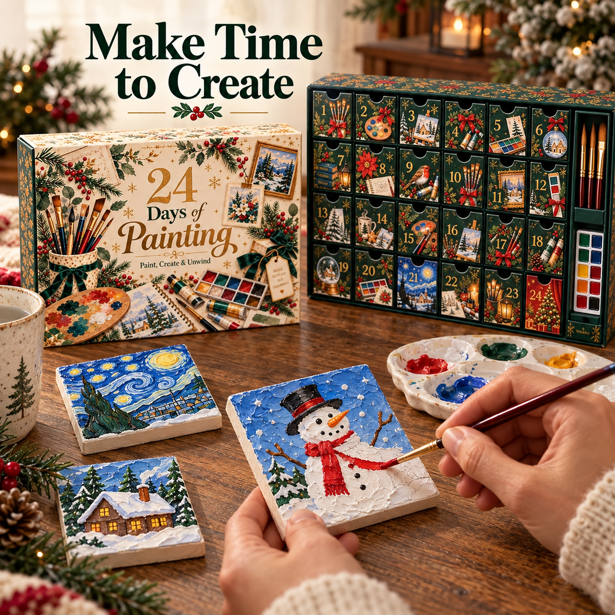🎄 24 Days of Painting Advent Calendar – Christmas DIY Art Kit 🎨✨
