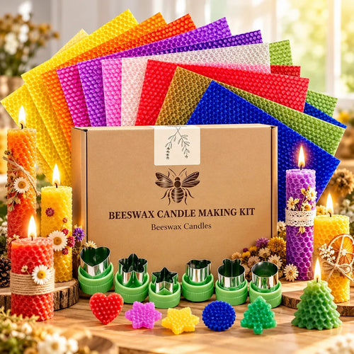 🌈DIY Beeswax Candle Making Kit (12-Piece Set) – Create Your Own Cozy Glow!✂️