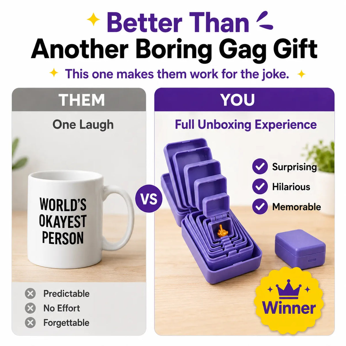 🎁 6-Layer Nesting Prank Gift Box | Pick Your Surprise: Middle Finger, Spider or Number 67
