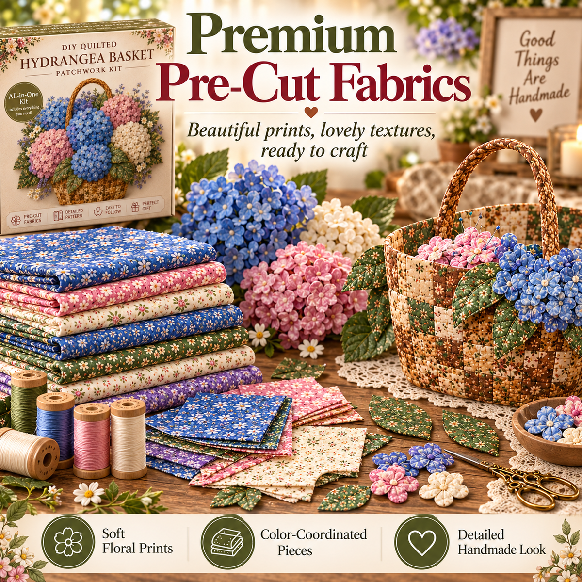 🌸Floral Basket Patchwork DIY Kit🍀