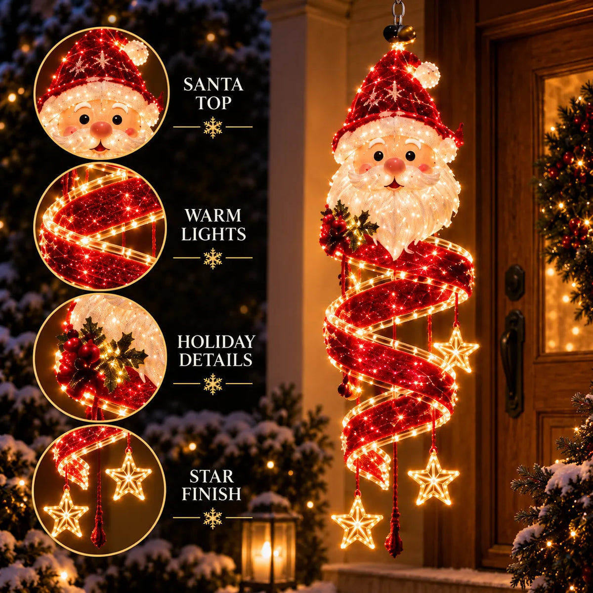 ⏳ Last Day 49% OFF – 🎄Christmas Magic Spiral™ Hanging LED Light Collection – 9 Festive Designs ✨ | Suspended Glowing Characters with Spiral Lights & Hanging Details for Porches, Windows, Entryways & Holiday Displays