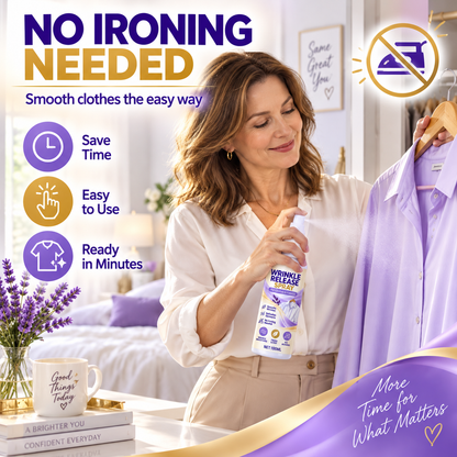 🔥 30% OFF | Wrinkle Release Spray 100ml – No Iron Needed! 👚✨🍀