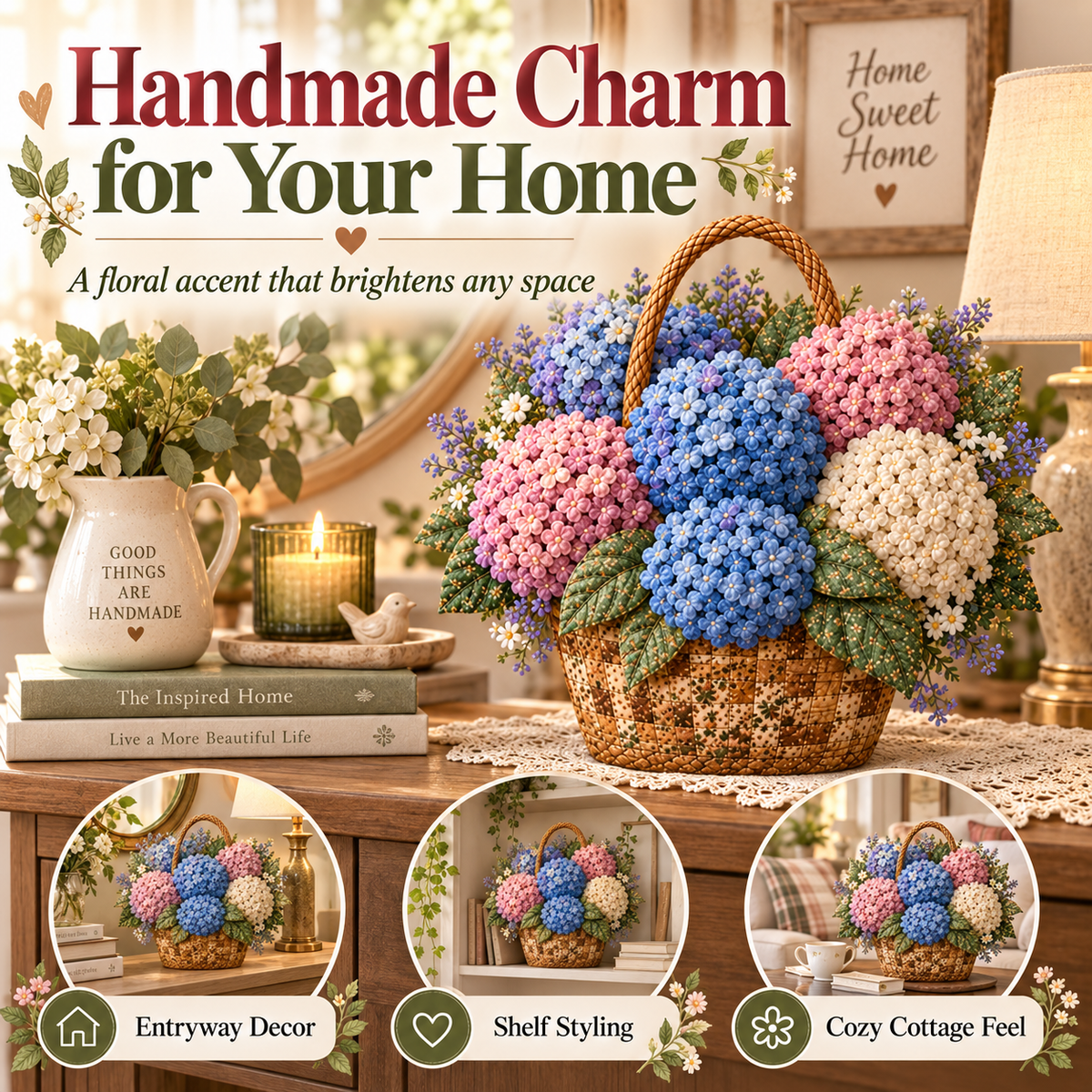 🌸Floral Basket Patchwork DIY Kit🍀