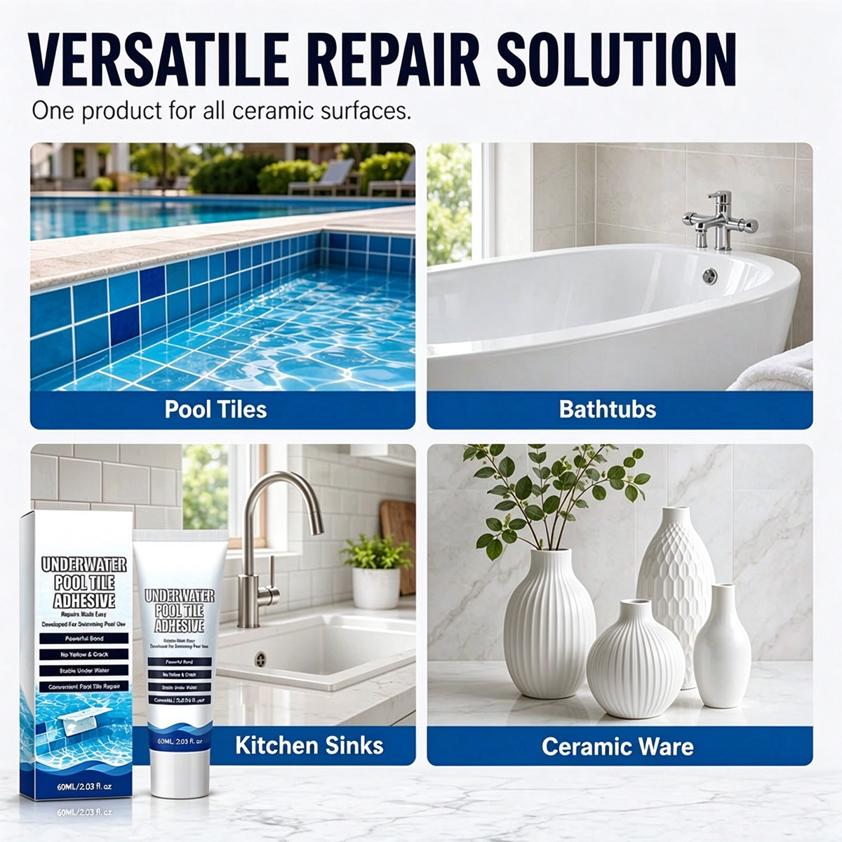 🥳SUPER OFFERTA 2026🥳💞OLTRE 50.000 VENDUTI!💧🔧Adesivo subacqueo ad alta resistenza per piastrelle piscina. Incolla istantaneamente sott’acqua, non devi svuotare la piscina e non serve un tecnico.