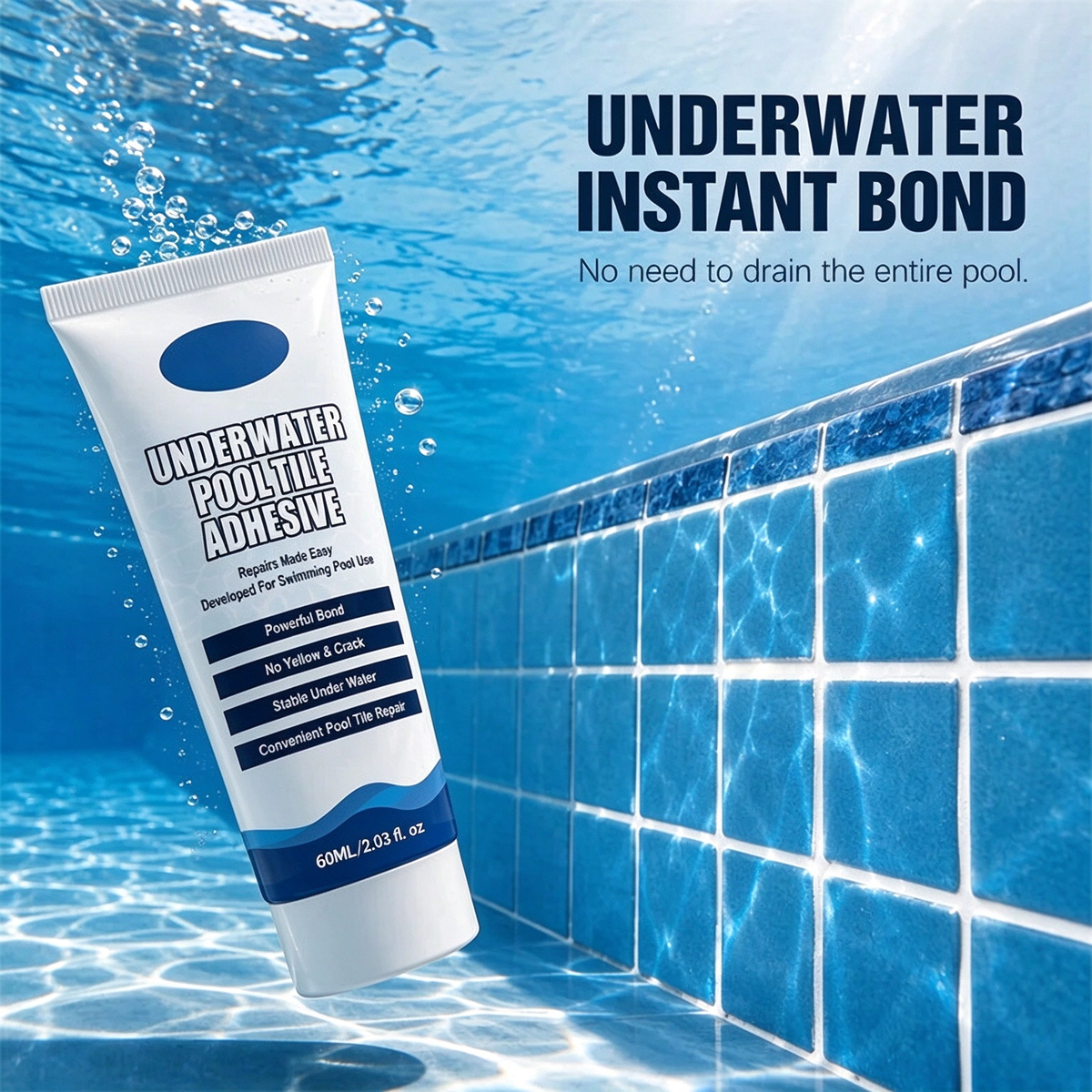 🥳SUPER OFFERTA 2026🥳💞OLTRE 50.000 VENDUTI!💧🔧Adesivo subacqueo ad alta resistenza per piastrelle piscina. Incolla istantaneamente sott’acqua, non devi svuotare la piscina e non serve un tecnico.