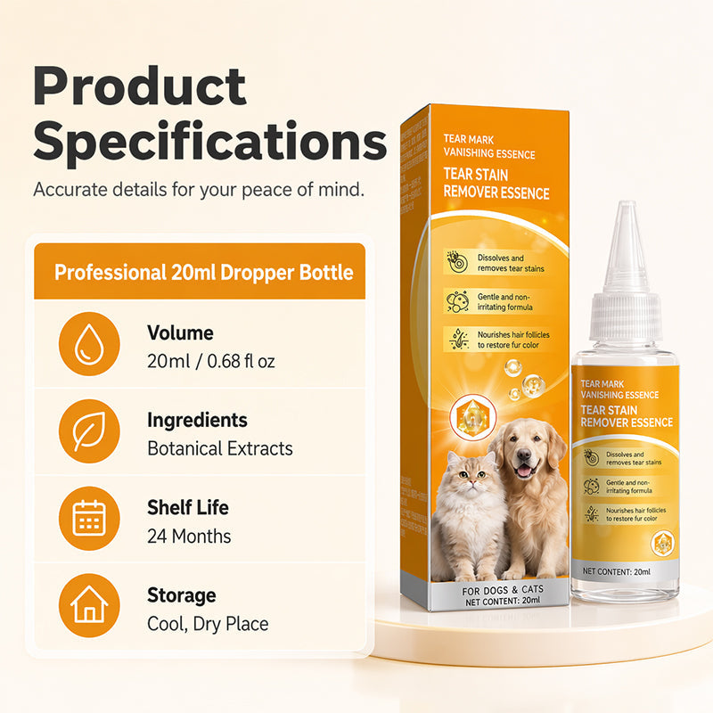 Pet tear stain essence size and packaging