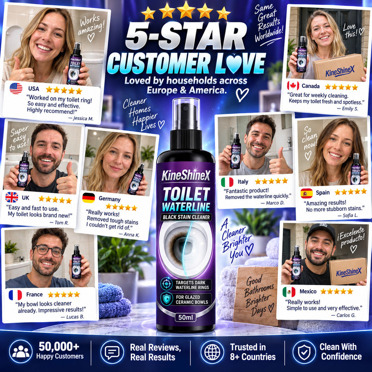 🚽 Toilet Bowl Cleaner – Targets Waterline Stains & Limescale❄️