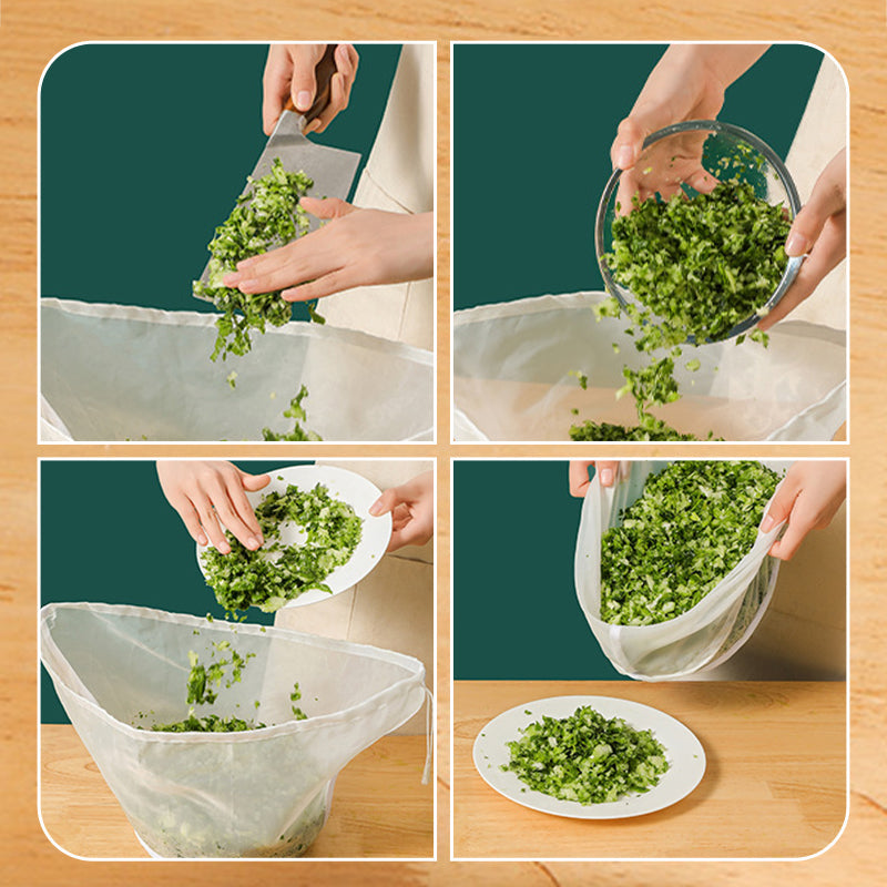 🥬Large 180-Mesh Vegetable & Soy Milk Straining Bag – Easy Squeeze & Reusable🍀