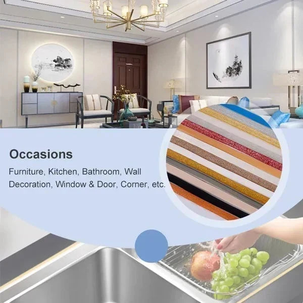 Decorative trim tape for home interior edges