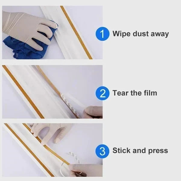 Three steps to apply decorative adhesive trim tape