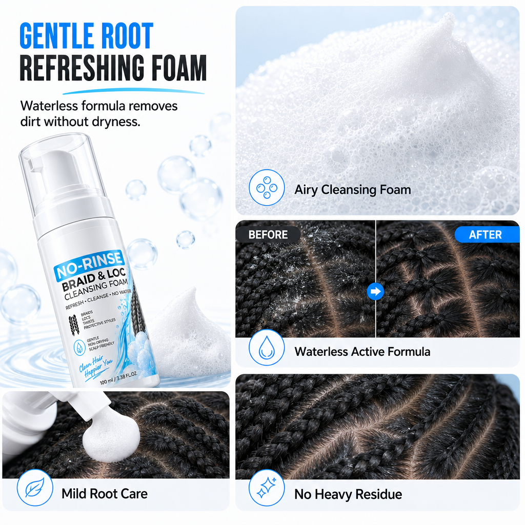 Wasserfreier Reinigungsschaum für Dreadlocks und Braids