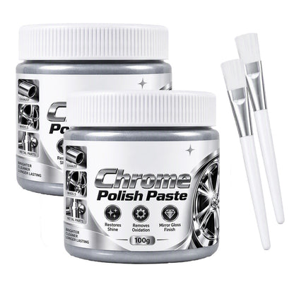 ✨50% OFF NOW! Metal Chrome Polish & Restorer Paste with Brush – Heavy-Duty Chrome Polishing Cream, Oxidation Remover for Car Wheels, Metal Trim, Faucets & Chrome Surfaces