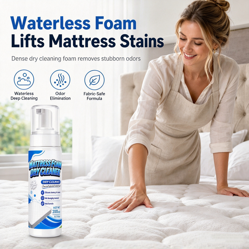 No-Rinse Mattress Foam Cleaner | Waterless Dry Cleaning Spray for Mattress, Sofa, Upholstery & Car Seats