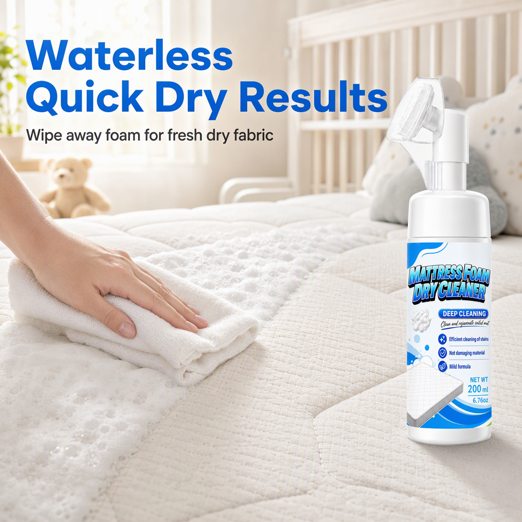 No-Rinse Mattress Foam Cleaner | Waterless Dry Cleaning Spray for Mattress, Sofa, Upholstery & Car Seats
