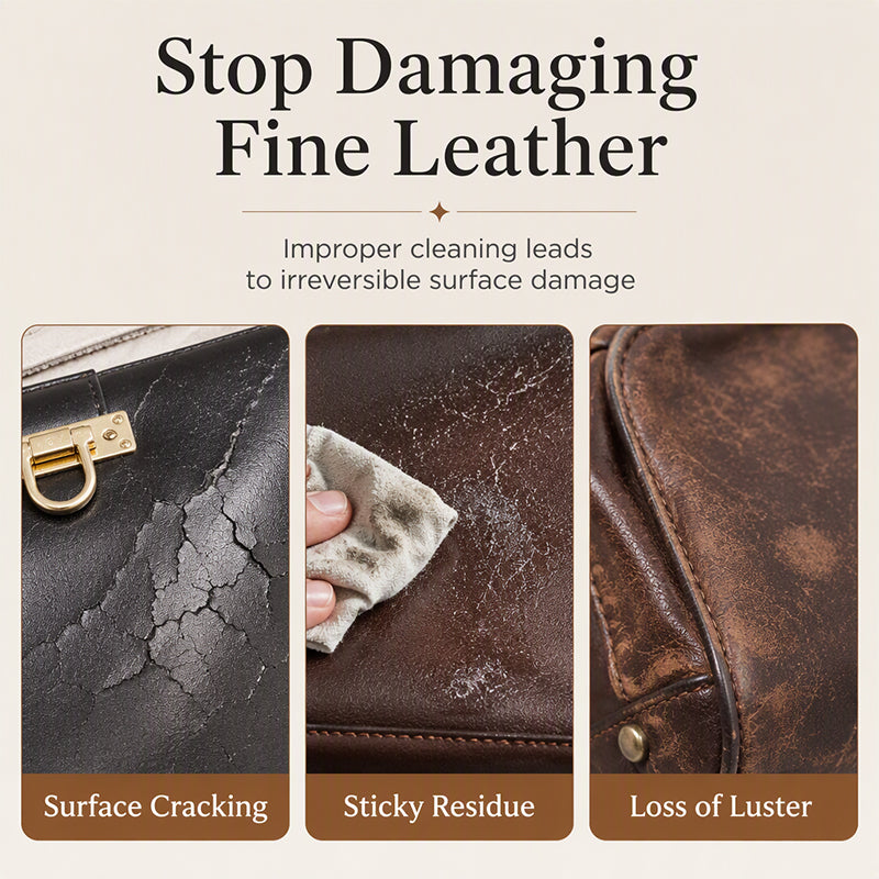 👜 LIMITED-TIME 50% OFF! ✨ Professional Leather Cleaner & Nourishing Care Cream Set – 2-Step Spa Treatment, For Bags Shoes & Car Seats 🧴