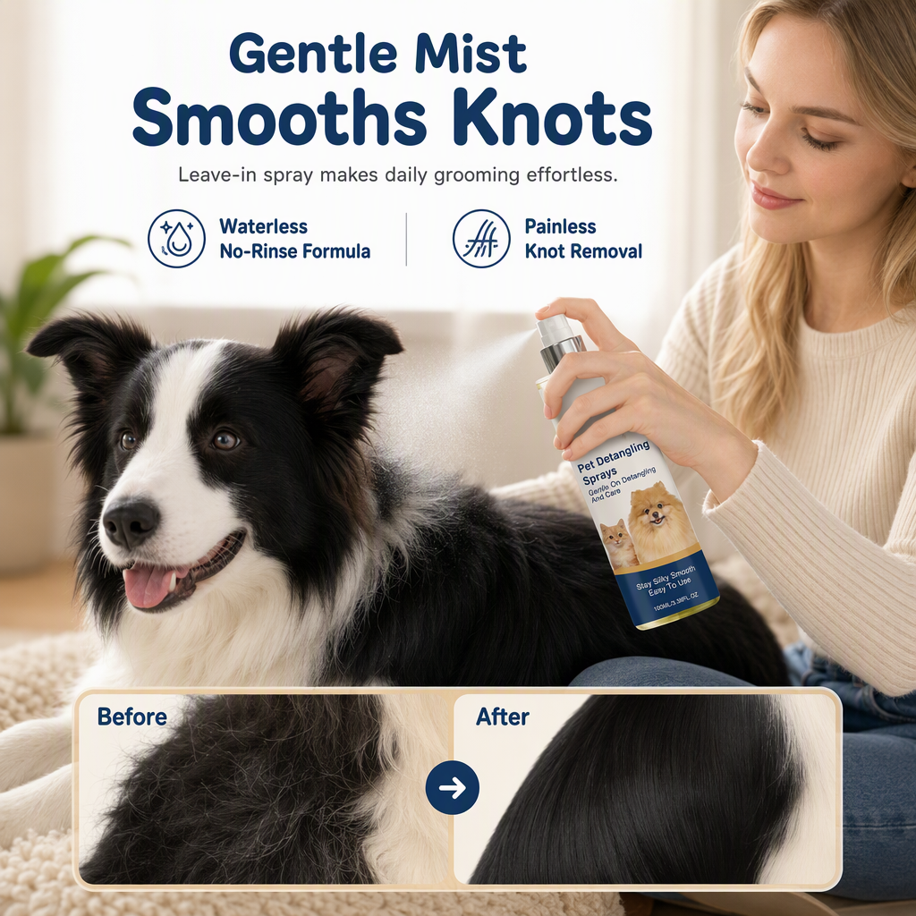 Ontklittende en gladmakende spray voor dierenharen