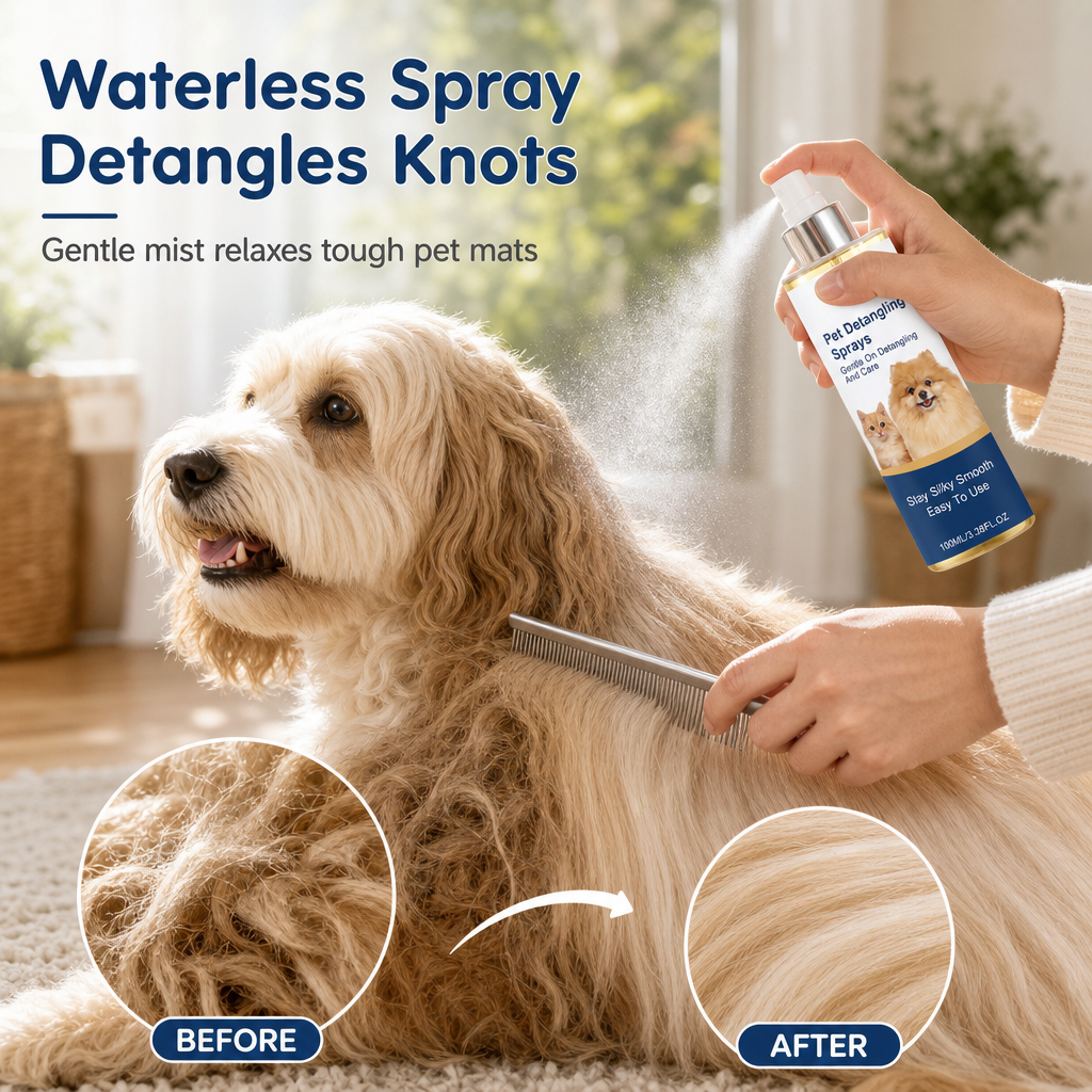 Ontklittende en gladmakende spray voor dierenharen