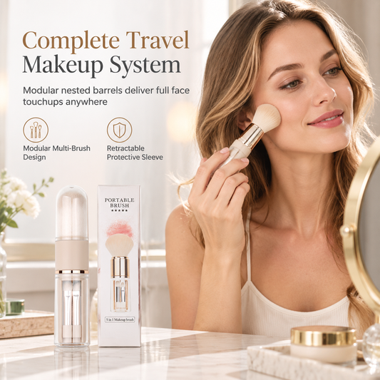 ✨ 5-in-1 Retractable Makeup Brush Set – Compact & Travel-Ready❄️