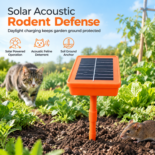 ☀️ Solar-Powered Garden Rodent Deterrent – Cat Sound Device❄️