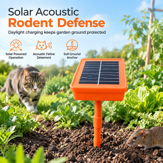 ☀️ Solar-Powered Garden Rodent Deterrent – Cat Sound Device❄️