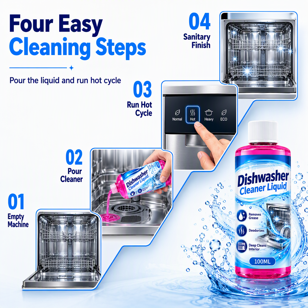 Dishwasher Deep Cleaning Liquid for Grease and Limescale Removal🍀
