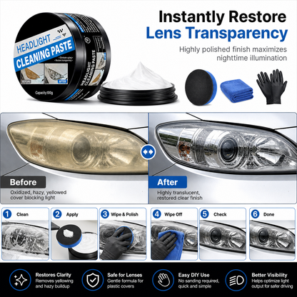 🚗Car Headlight Restoration Paste and Polishing Cream for Removing Oxidation Yellowing and Haziness⏳