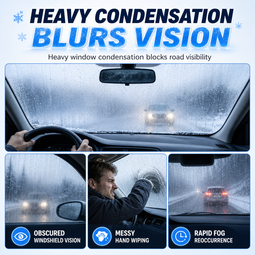 65ml Car Glass Anti Fog and Anti Freeze Paste Winter Defogging and Anti Condensation Cream for Windshield and Rearview Mirror⏳
